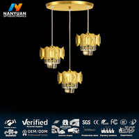 Lustre en cristal LED doré de luxe, lustre moderne suspendu, luminaire décoratif pour salle à manger, chambre à coucher