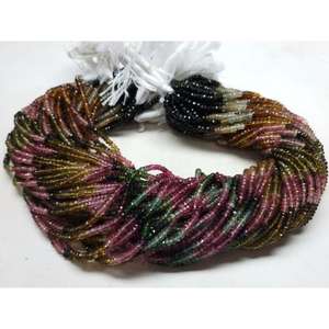 Natural Multi Tourmaline Faceted Rondelle Beads Strands 3.5-4mm Multi-Colored 12.5 Inches Wholesale Price for Jewelry Making - Product Image 4