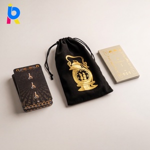 Jeu <span class=keywords><strong>de</strong></span> cartes <span class=keywords><strong>de</strong></span> tarot personnalisées à bords dorés, très demandé, avec boîte rigide, <span class=keywords><strong>pochette</strong></span> en velours et guide pour la divination et la méditation spirituelle - Product Image 2