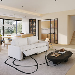 Canapé modulaire sectionnel ATUNUS, style nordique moderne, inclinable, avec recharge sans fil, disponible en blanc et beige, pour salon - Product Image 2