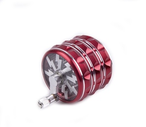 63mm 4 Layer Aluminum <b>Herb</b> <b>Grinder</b> Hand Crank Manual Crusher Round Smoking Accessory with Pollen Scraper - Product Image 5