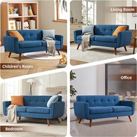 Mueble cómodo para sala de estar, 2 asientos/3 asientos, tapizado de tela azul