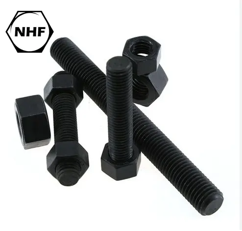 China Fasteners Manufacturer Black Finish ASTM A193 B7/ B7M B16 Stud Bolt And Nut ASTM A194/194M 2H 2HM