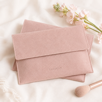 Pochette en daim avec rabat et bouton pression pour bijoux, cosmétiques, accessoires de voyage, emballage cadeau, rangement