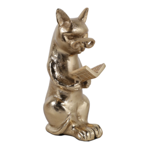 Statuetta Decorativa di Gattino con Occhiali, Finitura Dorata per Arredamento Casa, Ufficio e Bagno - Product Image 2