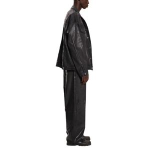 Nouvelle arrivée, veste pour homme en coton 100%, coupe ample, logo personnalisé, denim noir de haute qualité avec finition cirée, veste en denim pour homme - Product Image 5