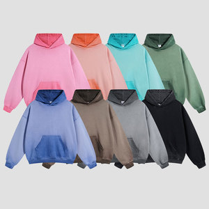Unisex Heavy Plain 100% algodón lavado ácido sudaderas con capucha Vintage Drop Shoulder sudaderas - Product Image 1