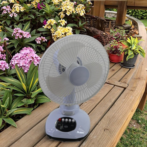 Ventilateur de table solaire rechargeable de haute qualité à livraison rapide, 12 pouces, avec panneau solaire et 2 ampoules LED - Product Image 5