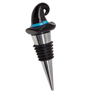 Witch Hat Wine Stopper Black Blue Stripe Aluminum Alloy Halloween Party Decorative Bottle Seal - Product Image 1