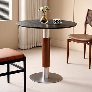 Mesa de Comedor de Madera Maciza Estilo Vintage con Estructura Metálica, Juego de Restaurante para Apartamentos, Uso Doméstico, Casas de Huéspedes, Cafeterías y Salones de Té - Product Image 3