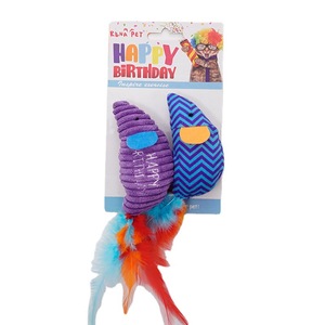 Juguete de Peluche para Gatos con Plumas, Interactivo, para Masticar, Feliz Cumpleaños - Product Image 5