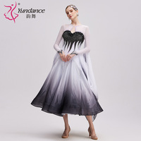 B-24198 nouveauté robe de danse de salon standard internationale robe de danse de salon de haute qualité noir blanc ombré perle soie