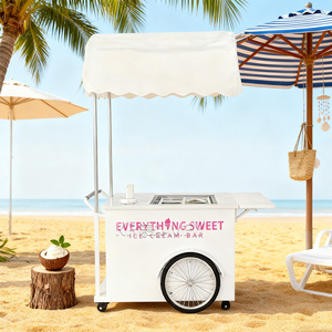 Custom Electric Ice Cream Fast Food Push Vending Fiberglass Freezer Mobile Italian Gelato Trolley Cart 36V Lithium Battery - Product Image 4