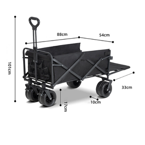 Chariot utilitaire de plage en acier inoxydable Chariot pliable pour pique-nique Camping Wagon Trail Pliable Pliant Noir 2pcs Structure fermée - Product Image 4