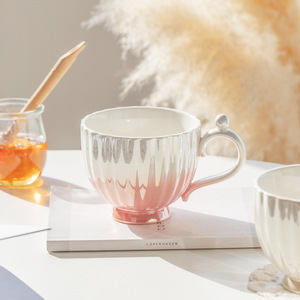 Creatività stile europeo luce di lusso perla tazza in ceramica con manico per presentare festa caffetteria - Product Image 4