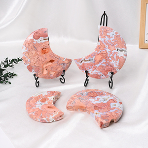 Nueva Llegada: Cristales al por Mayor, Piedras Curativas de Cristal, Tallados de Cristal de Ágata Rosa en Forma de Luna - Product Image 3