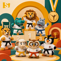Jouets en peluche et cadeaux pour clubs de karaté pour jeunes, mascottes personnalisées écologiques, fabricant en gros, MOQ flexible