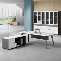 Chaise de bureau de direction trois-en-un en PVC blanc, combinaison simple et moderne pour superviseur, gestionnaire, bureau du président, bureau individuel