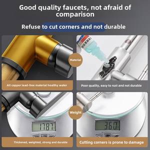 <span class=keywords><strong>Robinet</strong></span> de cuisine moderne à poignée unique avec fonction anti-éclaboussures, finition brossée, <span class=keywords><strong>eau</strong></span> chaude et <span class=keywords><strong>froide</strong></span>, rotatif, en laiton - Product Image 4