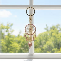Porte-clés créatif attrape-rêves ajouré en strass avec plume, élégant, pendentif pour voiture ou sac, petit cadeau en métal
