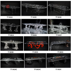 <span class=keywords><strong>Mesa</strong></span> de comedor larga transparente de acrílico cristalino platino antiguo de alta gama personalizada TT para 10 personas - Product Image 2