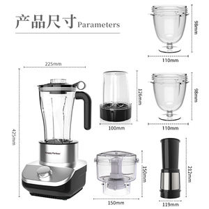 Happy Partner Mélangeur commercial 6 en 1 Mélangeur commercial multifonctionnel Presse à froid Presse-agrumes 3 vitesses Presse-agrumes Mélangeur alimentaire - Product Image 5