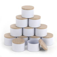 4oz/8oz Leere Weißblechdosen mit Holzmaserungsdeckeln, Runde Metall-Kerzendosen für Kerzenherstellung, Aufbewahrung & Geschenkverpackung