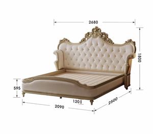 Cama de Madera Maciza de Diseño Nuevo, Muebles de Palacio, 1.8m 2.0m, Dormitorio Principal, Cama King Size de Cuero Grueso Premium para Bodas - Product Image 6