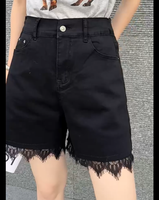 Shorts cargo en jean noir taille haute pour femmes grandes tailles, avec fermeture éclair, poches 3D, écologiques, respirants, séchage rapide, anti-plis