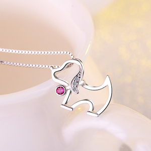 GP49 Lovely Cute Pet Style Jewelry S925 Silver Rhodium Plated Cute Happy Dog Shape Pendant Necklace for Christmas - Product Image 2