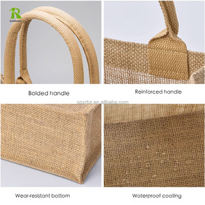 Custom Eco-Friendly <strong>Jute</strong> <strong>Tote</strong> <strong>Bags</strong> Holiday Christmas Burlap Pouch with Long Ribbon Handle Clear Front for Parties - Product Image 3