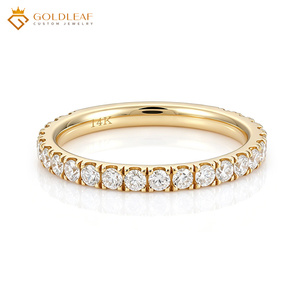 Bague d'éternité en or 14 carats avec diamant D VS1 de 0,033 carats, idéale pour la commémoration, les cadeaux, les mariages et le port quotidien - Product Image 2