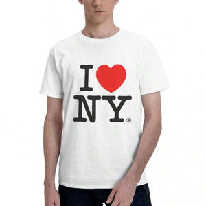 Camiseta I Love Ny para hombre, cuello redondo, corte holgado, color blanco con estampado, ropa informal - Product Image 3