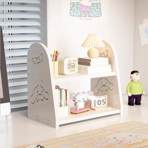 Ou Shu Mei Cartoon Bookshelf 2 Tier Desktop <b>Storage</b> <b>Rack</b> For Student Dorm Office Organizer With Cat Dog Design - Product Image 2