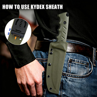 Couteau à lame fixe en acier 8Cr13 avec manche G10, lame pleine longueur, robuste, pour le camping, la chasse, le bushcraft, la survie, avec étui Kydex