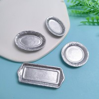 100 pièces/sac Assortiment de mini-assiettes argentées, jouets miniatures, vaisselle de cuisine pour maison de poupée, figurines pour loisirs créatifs, fournisseur