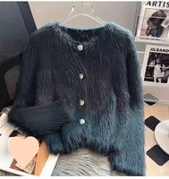 Suéter de Punto Informal de Invierno Más Vendido, Antiarrugas, 100% Poliéster, Cuello Redondo, Color Sólido, Cárdigan Suave de Un Solo Pecho para Mujer