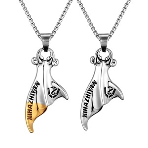 Xihazhiyan Whale Tail Couple Pendant <b>Titanium</b> Steel Unisex Necklace Everyday Wear 216093 - Product Image 1