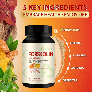 BioFlex <span class=keywords><strong>Natural</strong></span> 5 1 <span class=keywords><strong>Forskolin</strong></span> Garcinia Cambogia ekstrak Herbal teh hijau dewasa penurunan berat badan kapsul suplemen diet Arjuna - Product Image 2