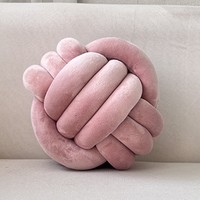 Coussin en velours cristal tressé à la main style nordique INS, nœud boule à trois brins, diamètre 22-28 cm, cadeau pour la décoration intérieure