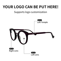 Montura de Gafas Unisex Redondas con Aro Completo, Lentes Ópticas de Moda, Lentes de PC Económicas y Personalizables para Lectura, Aptas para Todas las Formas de Rostro