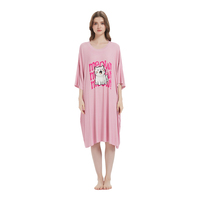 Personnalisé mignon chat imprimer doux été Cool écologique confortable surdimensionné longue lâche rose femmes sommeil t-shirt avec poches