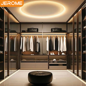 Foshan fabbrica di lusso moderna camera da letto interna mobili Flat Pack organizzatore di stoccaggio di abbigliamento in legno cabina armadio con luci a LED - Product Image 3