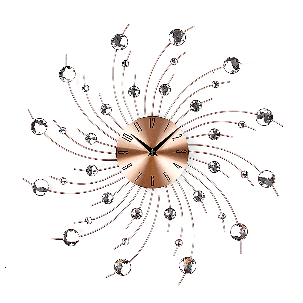 Horloge murale simple en cristal de luxe, nouveau design artistique, personnalisé, ville nordique, luxe, grand artisanat en métal, décoration moderne, 50cm, pièces