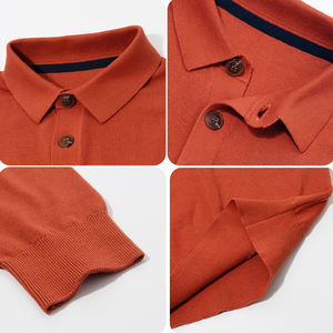 Nuevo Diseño de Moda de negocios camiseta fina transpirable logotipo personalizado nuevos hombres de manga larga Polo de Golf prendas de punto - Product Image 3