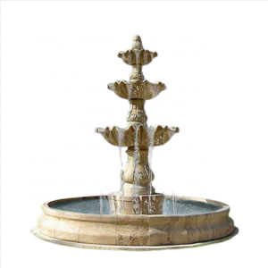 Fuente de Agua Pequeña de Mármol Beige de Piedra Natural para Interiores, Fuente de Piedra Natural de Color Beige con Luz LED - Product Image 1