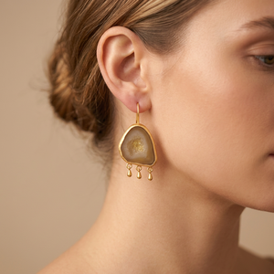 El más nuevo diseño chapado en oro Natural geoda ágata Druzy pequeña campana encantos cuentas cepillado acabado mate o regalos para boda - Product Image 3