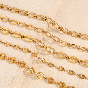 Vente en gros <span class=keywords><strong>de</strong></span> bijoux <span class=keywords><strong>de</strong></span> plage en <span class=keywords><strong>or</strong></span> 18 carats imperméables en acier inoxydable collier <span class=keywords><strong>de</strong></span> <span class=keywords><strong>chaîne</strong></span> <span class=keywords><strong>de</strong></span> grains <span class=keywords><strong>de</strong></span> <span class=keywords><strong>café</strong></span> faits à la main grosse <span class=keywords><strong>chaîne</strong></span> pour hommes et femmes - Product Image 3