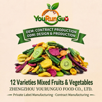 OEM Bulk 12-in-1 Gemengde Groente- en Fruitchips Gebakken Kleurrijke Harde Plantaardige Gezonde Snack Laag in Vet 10kg Klaar om te Eten