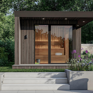 Sauna extérieur moderne de luxe, miroir noir carré, avec poêle, en forme de cube en bois, à <span class=keywords><strong>vendre</strong></span> - Product Image 2